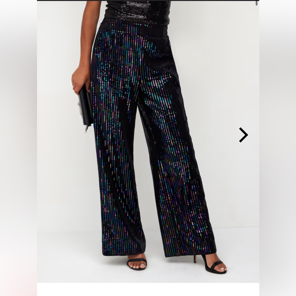 Velvet Sequin High-Waisted Palazzo Pant